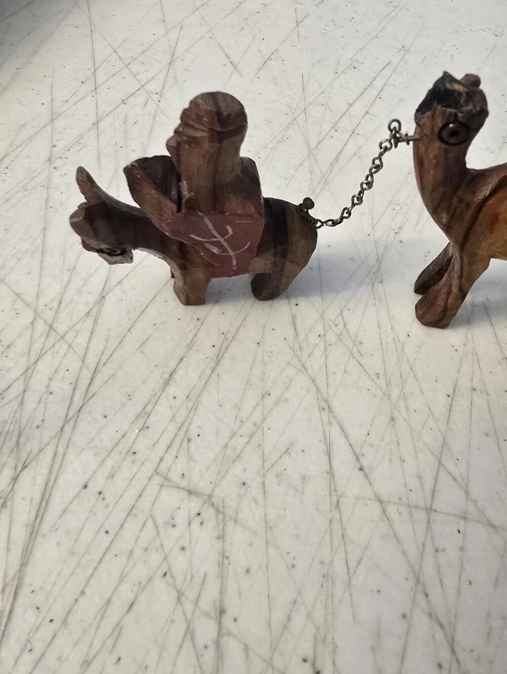 VTG Bethlehem Camel Olive Wood Hand Carved  Figurines 2 Donkeys 3 Camel READ